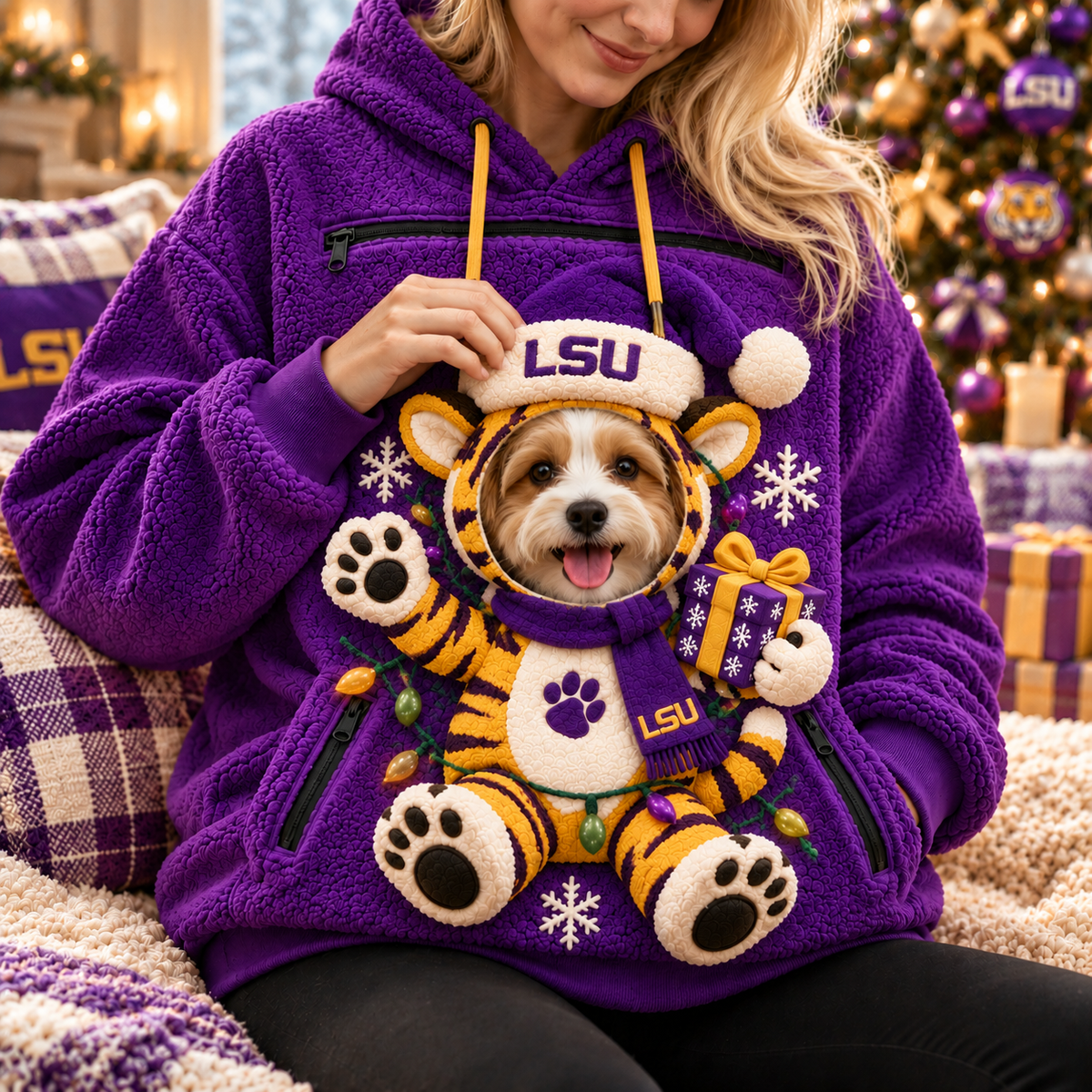 LSU PREMIUM Christmas Pet Pouch Hoodie NPL
