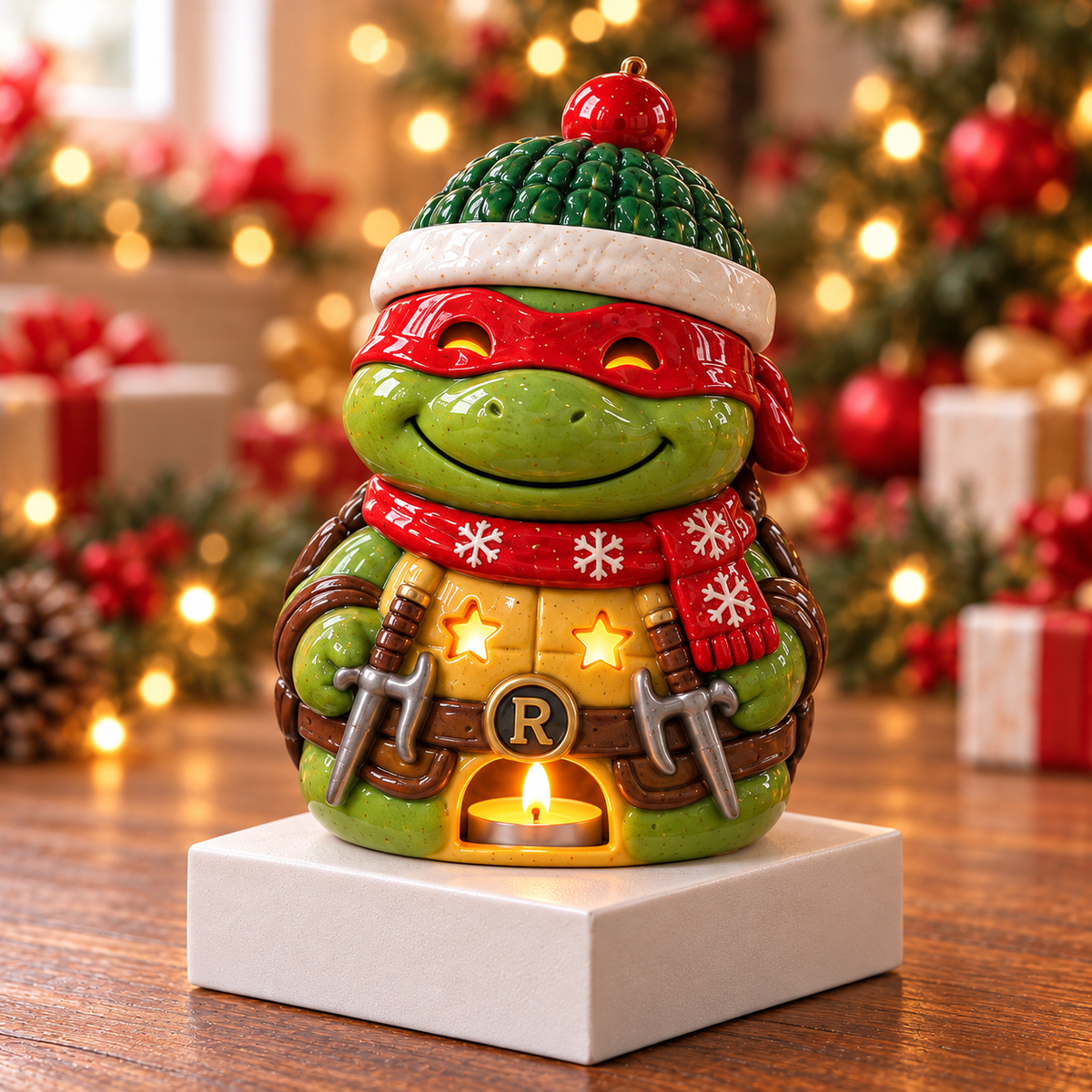 NJT CHRISTMAS CERAMIC CANDLE HOLDER SET HQH