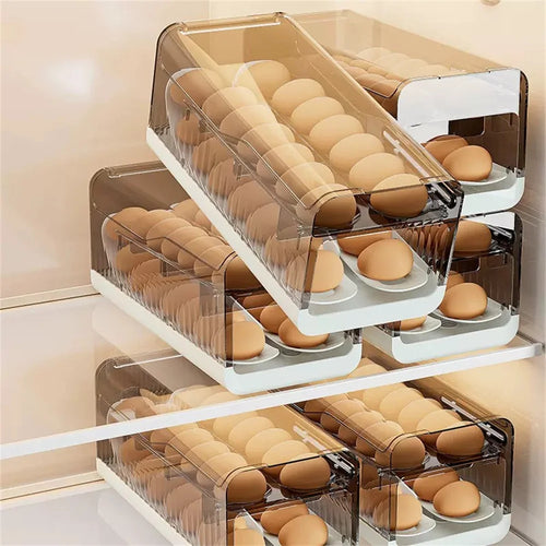Egg Storage Box Automatic Scrolling Egg Holder Household Large Capacity Kitchen Refrigerator Dedicated Roll Off Egg Storage Rack