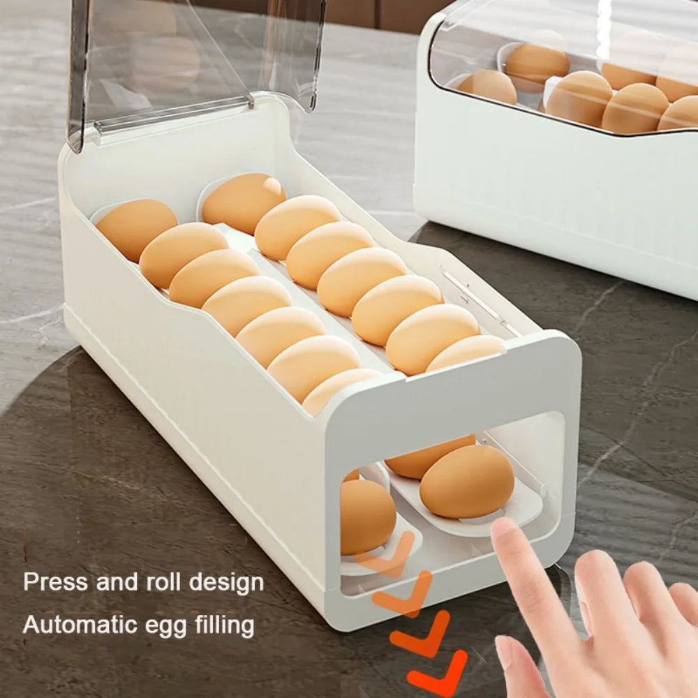 Egg Storage Box Automatic Scrolling Egg Holder Household Large Capacity Kitchen Refrigerator Dedicated Roll Off Egg Storage Rack