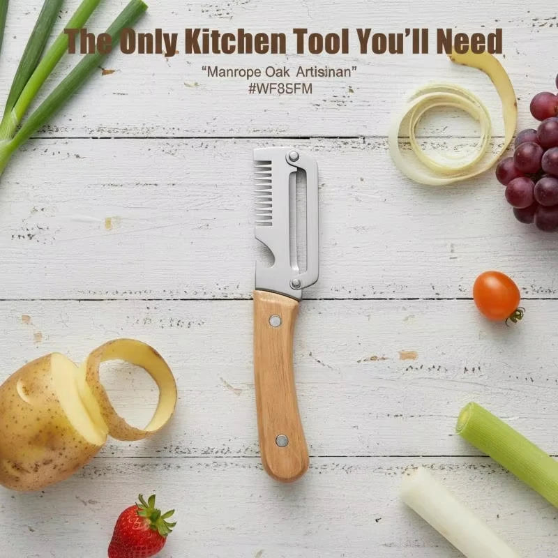 Durable Smooth Stainless Steel Peeler Wooden Handle Multifunctional Kitchen Accessory for Daily Fruit Veg Processing